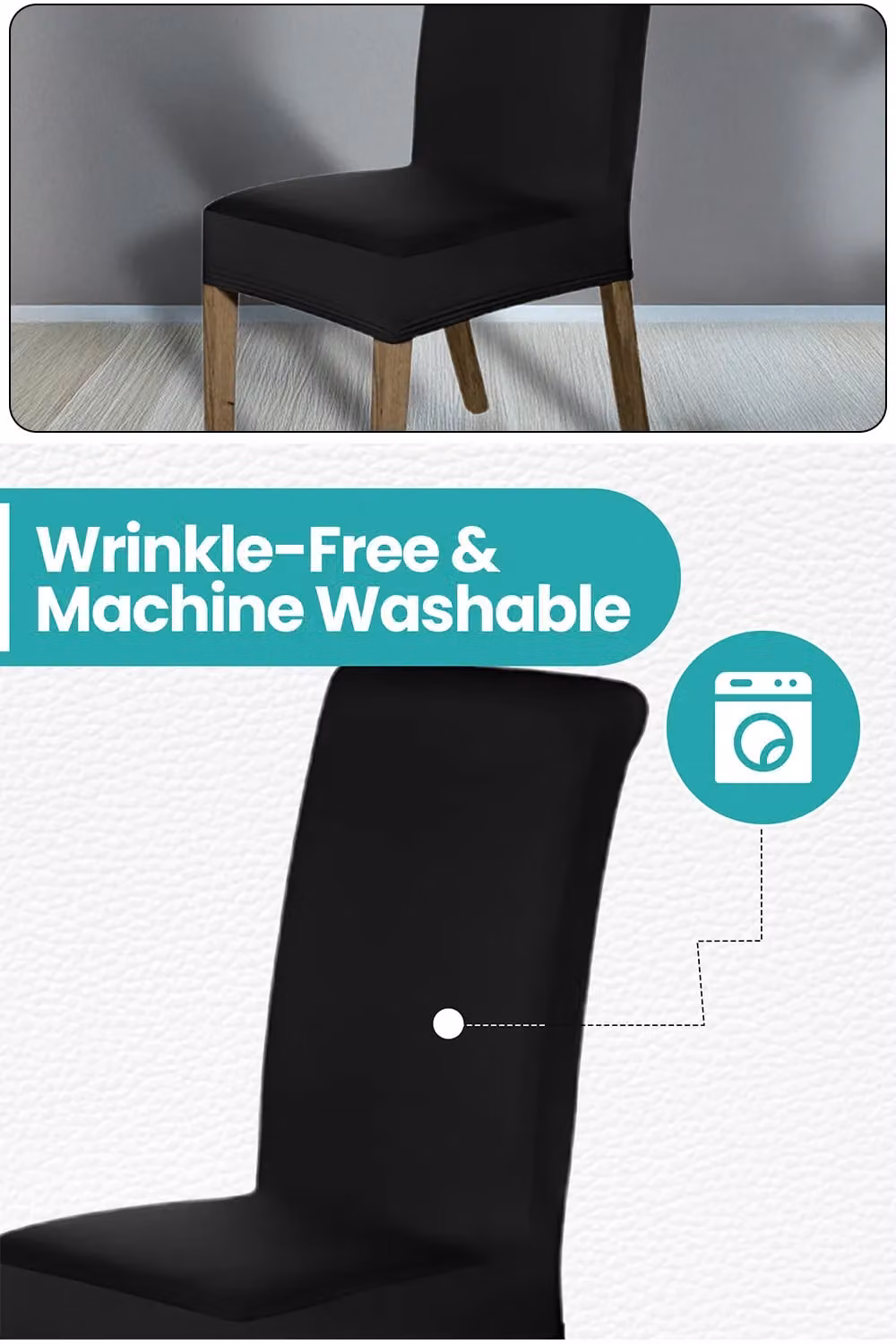 Neel Blue Black High-Back Spandex Stretch Universal Armless Dining Chair Protective Slipcover – 4