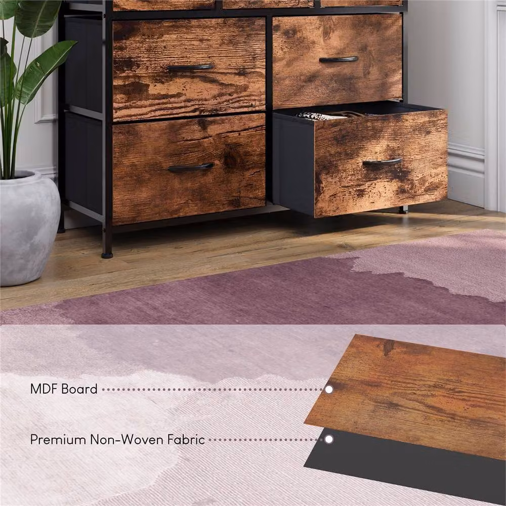 Kelvenix Rustic Brown Chest of Drawers with 7 Storage Drawers for Bedroom or Living Room – 4