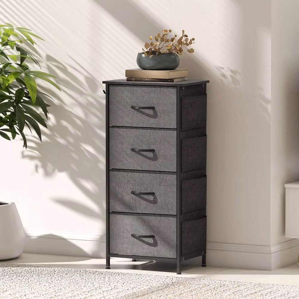 Wyld Haus Lolova 4 Drawer Storage Chest in Charcoal Grey Fabric and Metal – 9