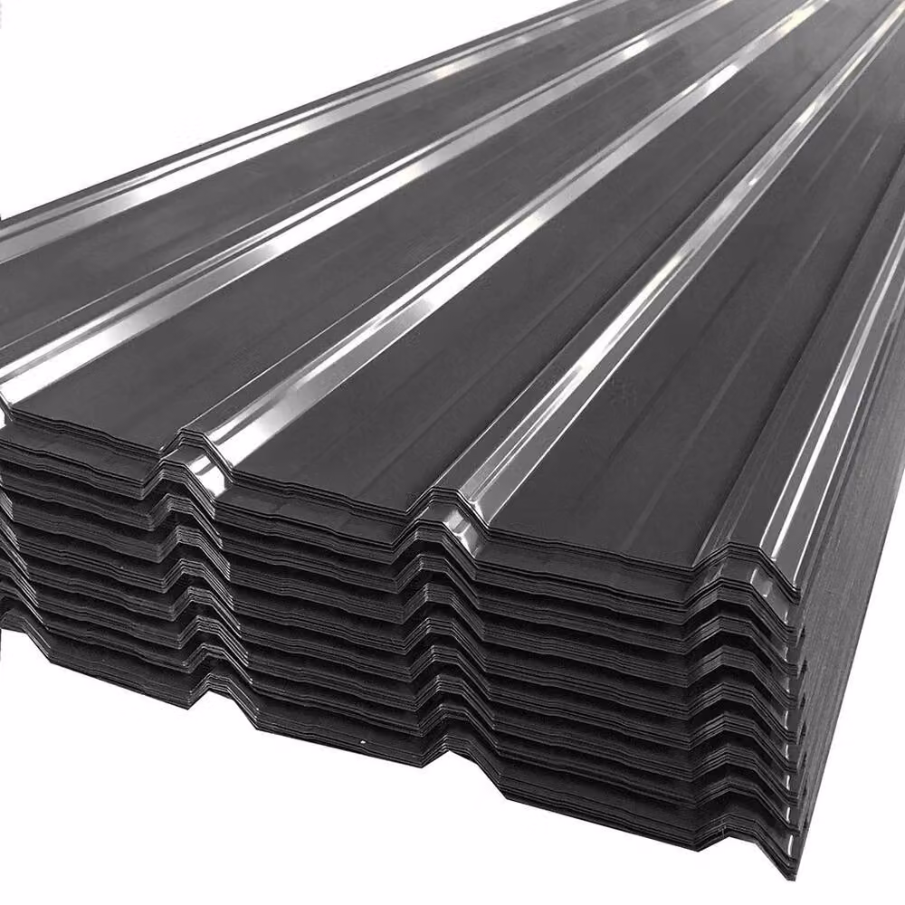 KORVIXA 12-Piece Black Corrugated Metal Roof Cladding, W: 100 cm, H: 200 cm – 2