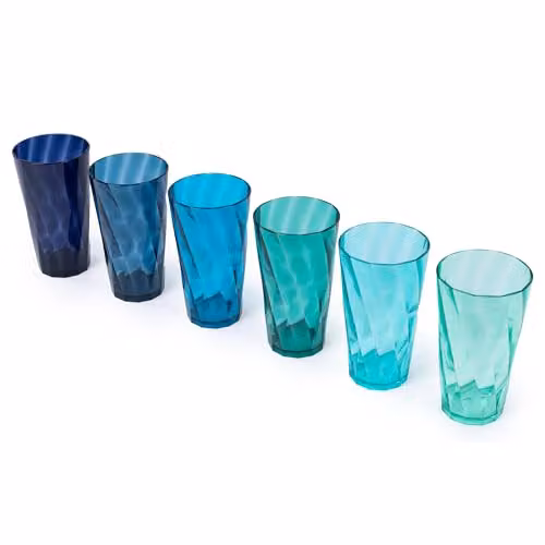 LIVIVO Set of 6 Plastic Tumblers, 600ml, Petrol/Turquoise, Stackable and Dishwasher Safe