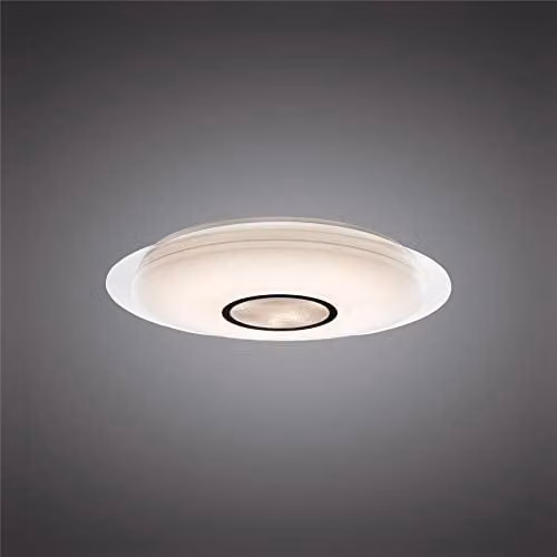 Netlighting Maldivas Round LED Flush Fitting Ceiling Light, 40W, 2800lm, Dimmable Tuneable White with Remote Control, White and Chrome