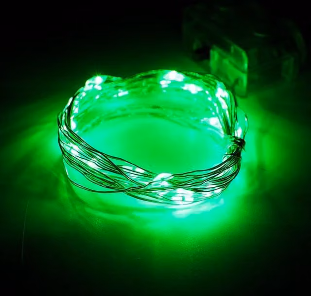 Leaper Solar Powered 200 LED Multicolour Copper Wire String Lights, 22 Metres, Green