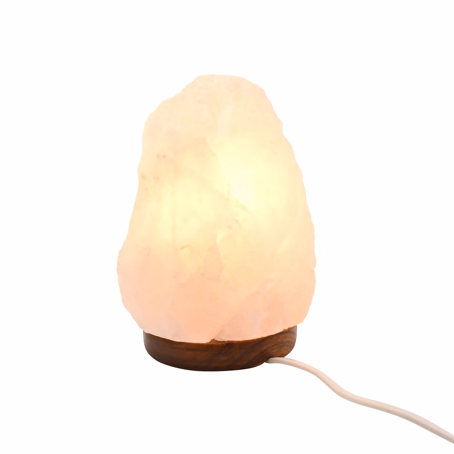 Serenity Natural White Rock Salt Tabletop Lamp with Wood Base – 2