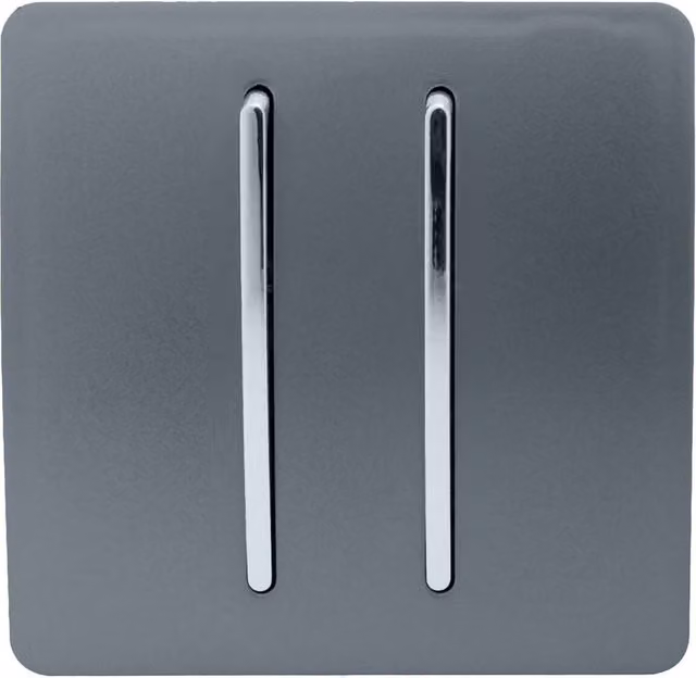 Trendi Modern Plastic 2 Gang Light Switch in Grey and Black – 1