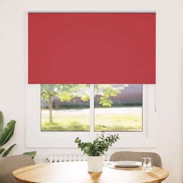 Berkfield Home Red Blackout Roller Blind, Thermal Insulating Polyester Fabric, W: 135 cm, H: 150 cm