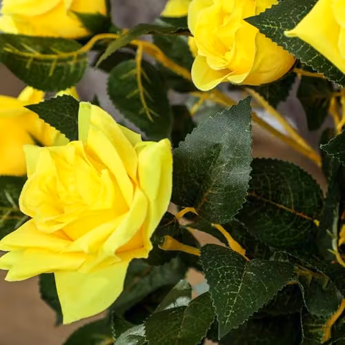 Outsunny Set of 2 Yellow Artificial Rose Trees, 90 cm Height – 6