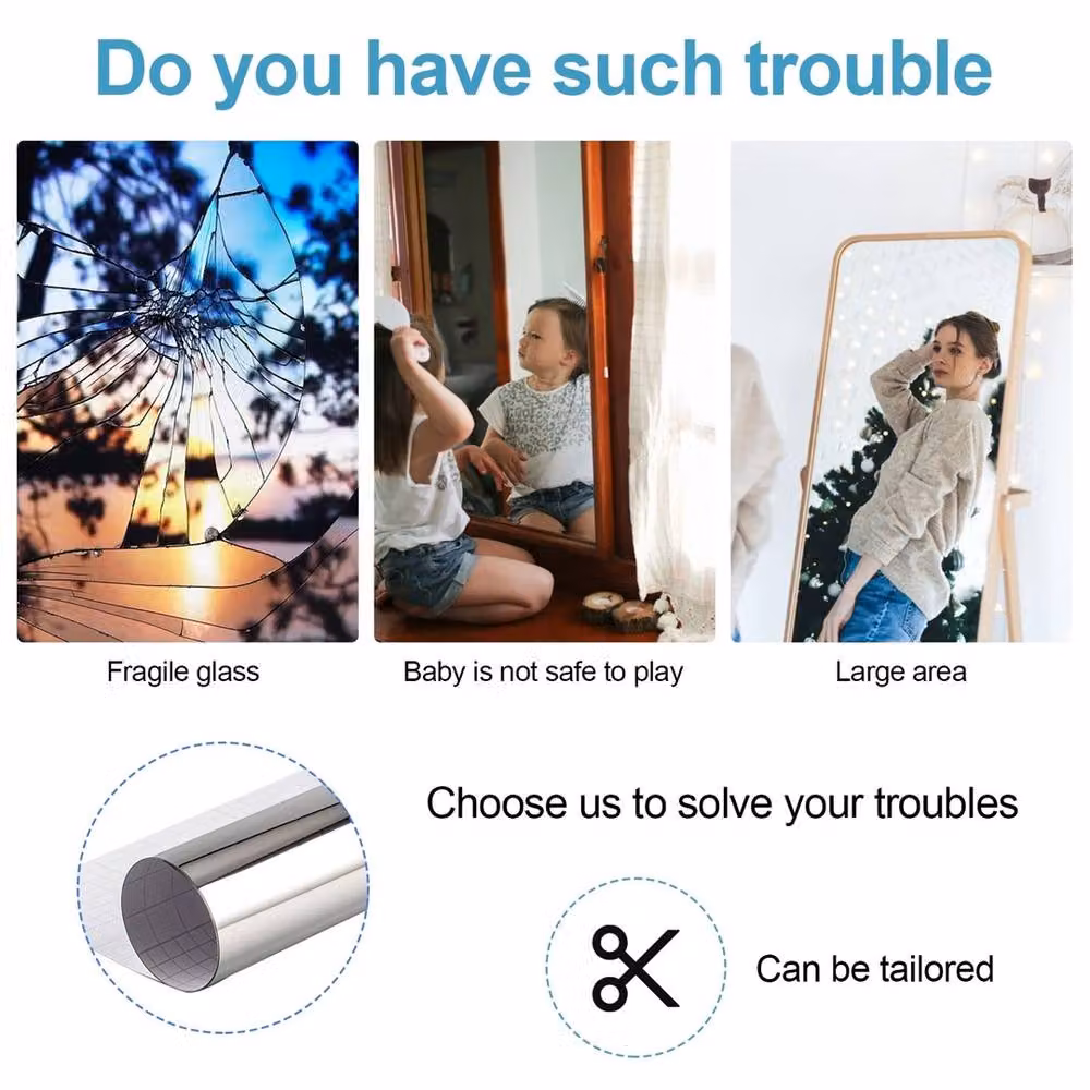 Nordara Silver Self Adhesive Mirror Wall Sticker Roll for DIY Bathroom Decor – 3