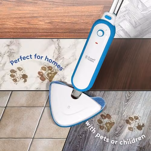 Russell Hobbs Steam Mop Broom in White and Blue with 1400W Power and 380ml Water Tank – 3