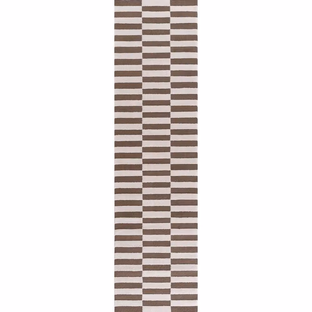 THE RUGS Loft Striped Soft Pile Living Room Area Rug in Taupe, W: 160 cm, L: 230 cm – 6