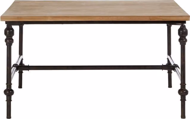 Orsina Industrial Style Square Coffee Table with Natural Wood Top and Black Metal Legs – 1