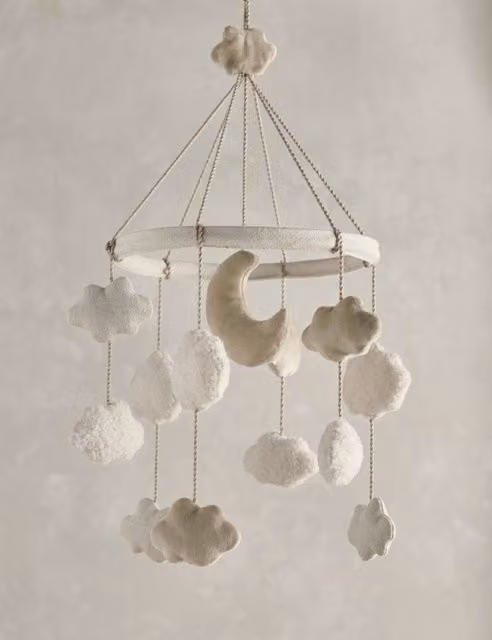 Mamas & Papas Cloud and Moon Musical Hanging Mobile in Multicolour and Beige