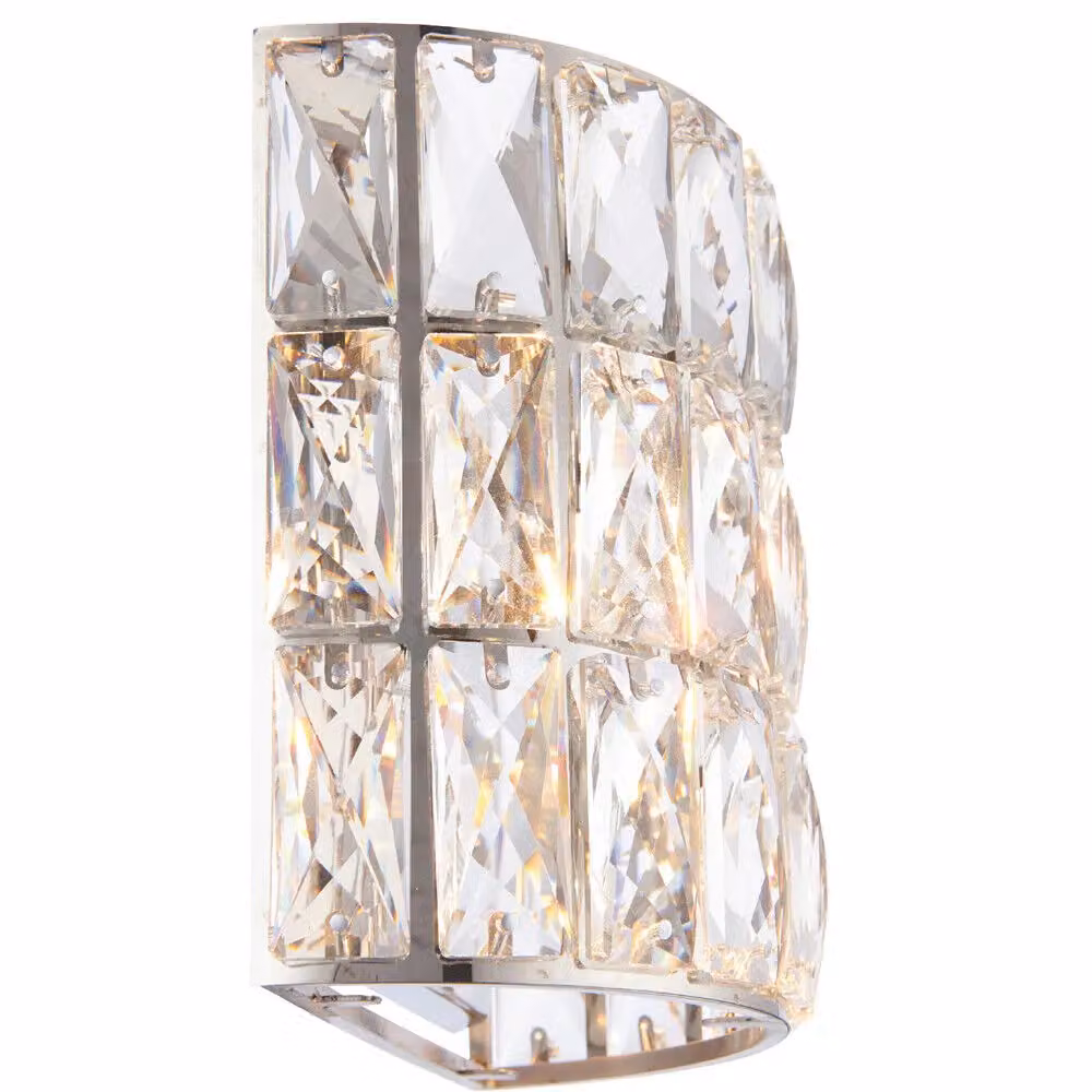 Loops Dimmable Crystal LED Wall Light in Chrome with Transparent Glass Shade – 2