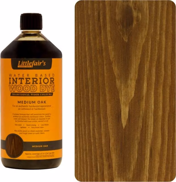 Littlefair's Indoor Wood Stain in Medium Oak Brown, 1 l