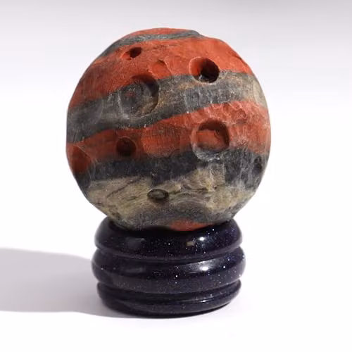 KDMD Red Jasper Mars Planet Sphere with Solar Goldstone Stand, Red and Gold Tabletop Stone Decor – 2