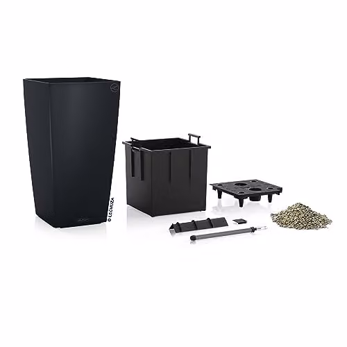 Lechuza CUBICO Color 40 Self Watering Planter in Grey, Plastic, H75.5 x W40 x D39.5 cm – 2