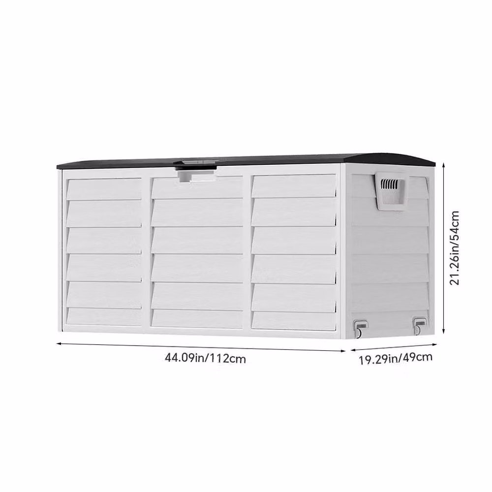 FLAVORA Black and White Outdoor Plastic and Metal Garden Storage Box – 2