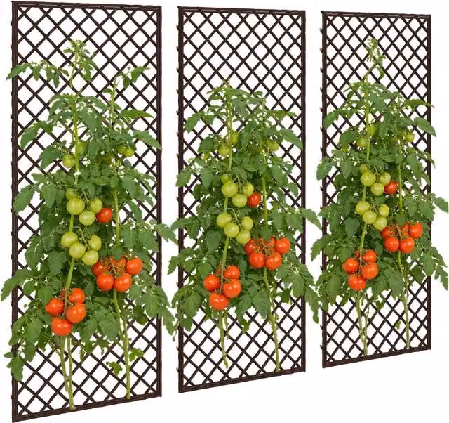 Outsunny Brown Wooden Garden Trellis Support with 8mm Wicker and Flat Top
