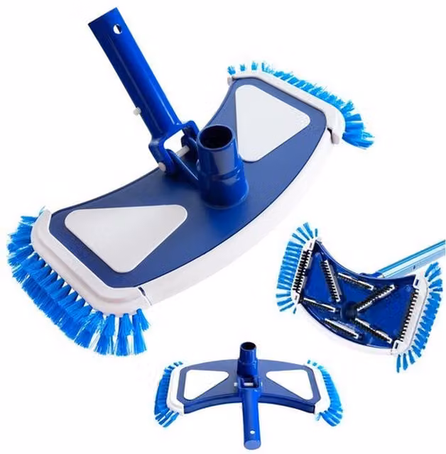 AREBOS Manual Blue Plastic Pool Floor Cleaner Brush