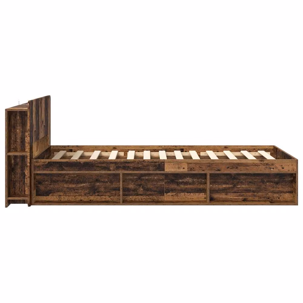 Berkfield Home Modern Bed Frame with Storage Drawers in Old Wood Brown, W/D/H: 90 x 190 cm – 2