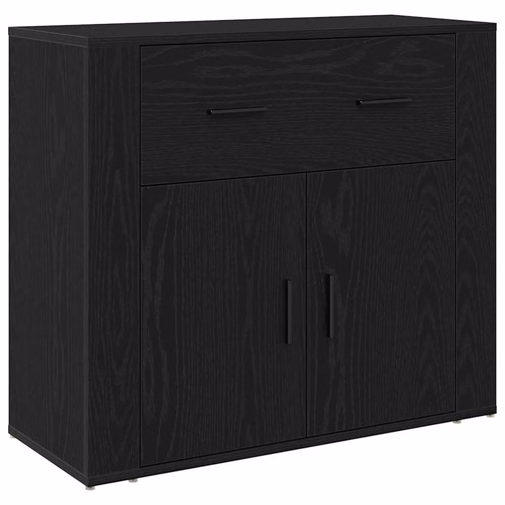 Berkfield Home Modern Black Oak Highboard with Internal Shelves and Hinged Doors – 4