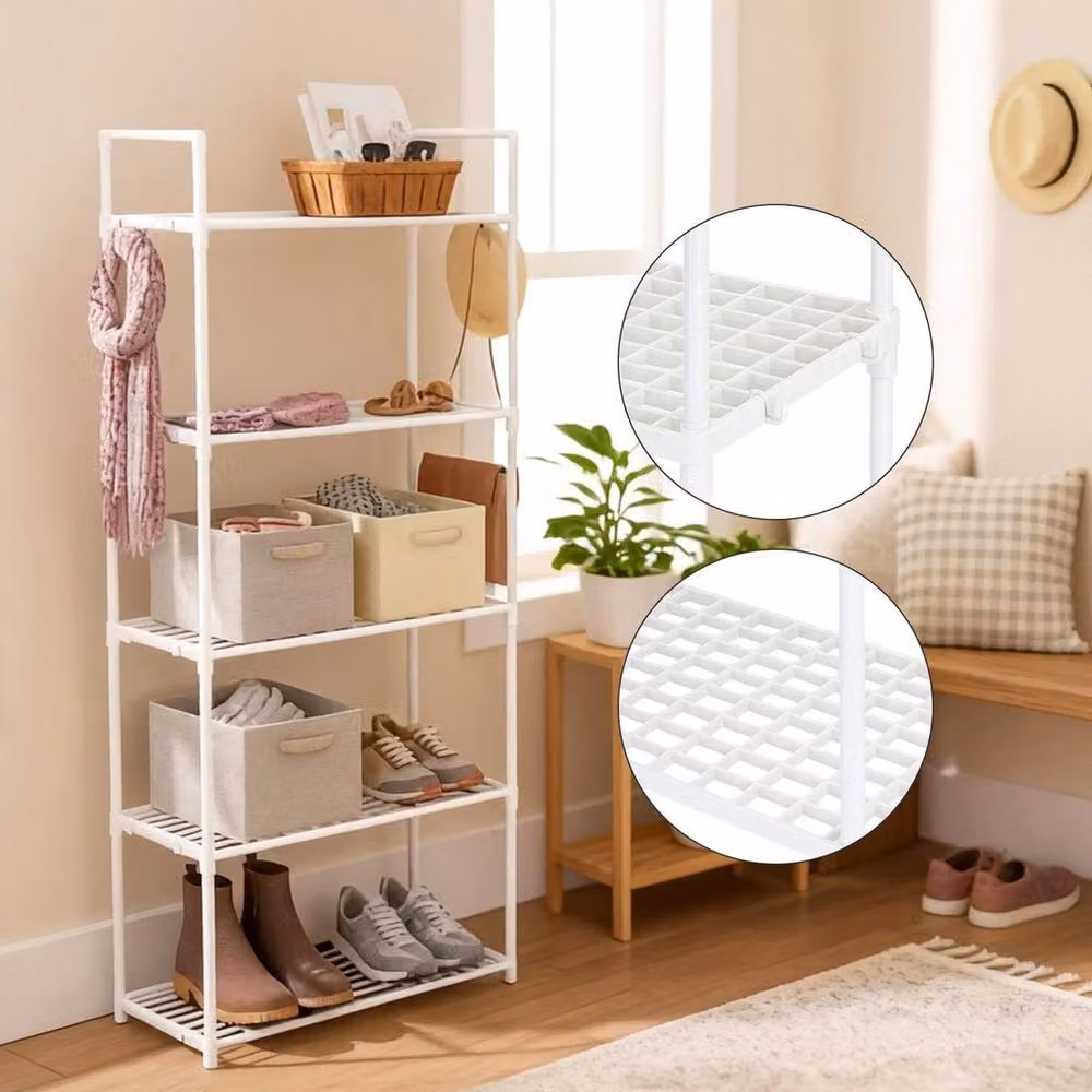 KORVIXA White Freestanding Multi-Tier Utility Storage Rack W/D/H: 100 x 100 x 147 cm – 2