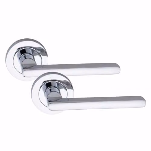 Golden Grace Leon Design Door Handles in Polished Chrome, 1 Pair, Silver