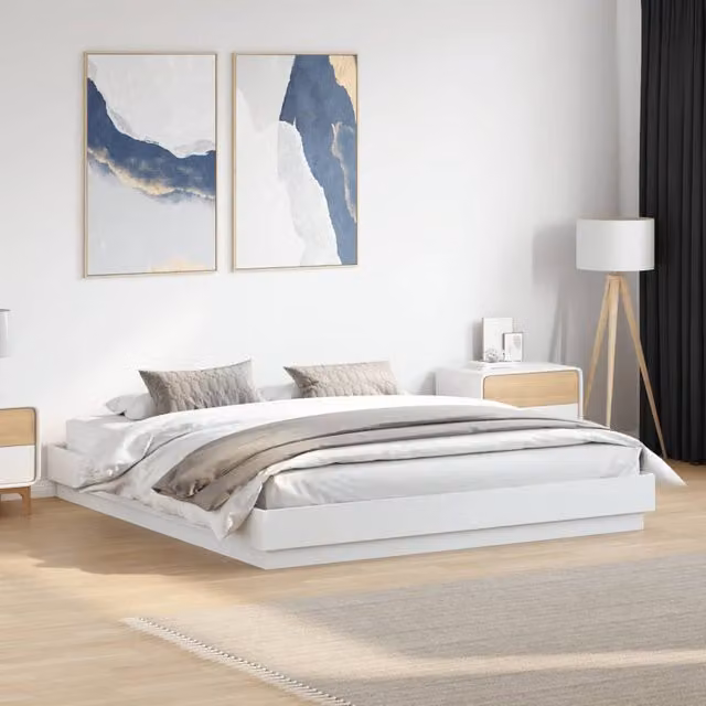 Berkfield Home Super King Bed Frame in White, W/D/H: 180 x 200 cm
