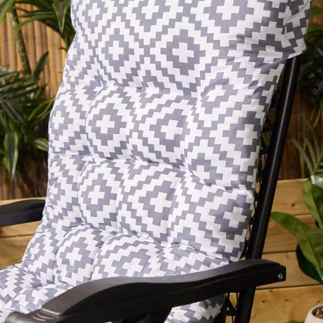 OHS Geo Outdoor Sun Lounger with Grey Filled Cushion