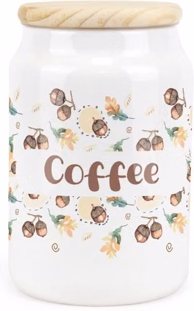 Purely Home Ceramic Coffee Storage Canister in Brown and White