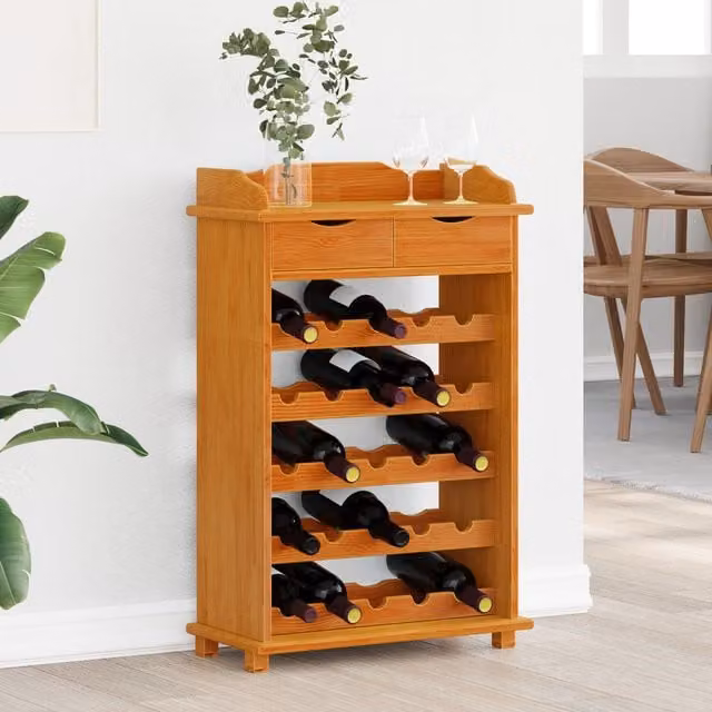 Berkfield Home Modern Solid Pine Wood Wine Rack in Brown, W/D/H: 90 x 30 x 60 cm