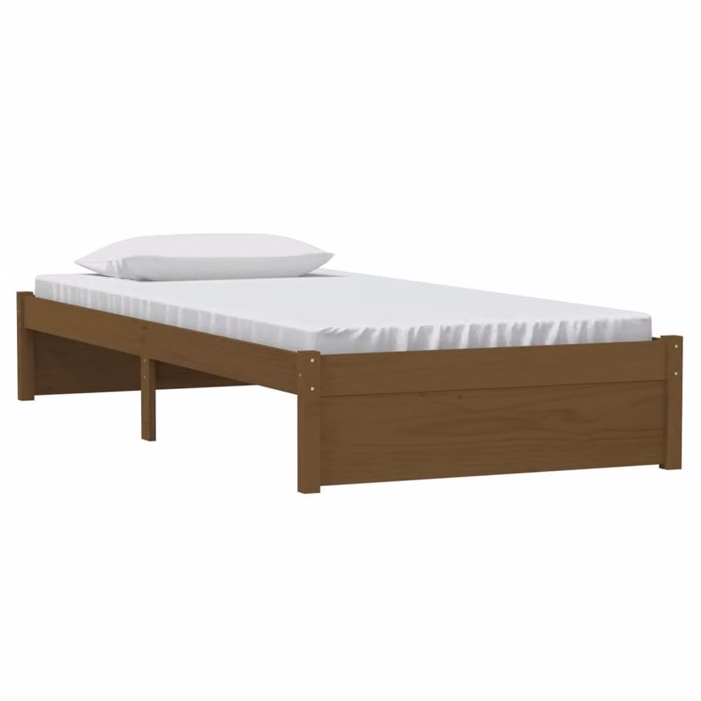 Berkfield Home Modern Solid Pine Wood Bed Frame in Brown, W/D/H: 90 x 200 cm – 3