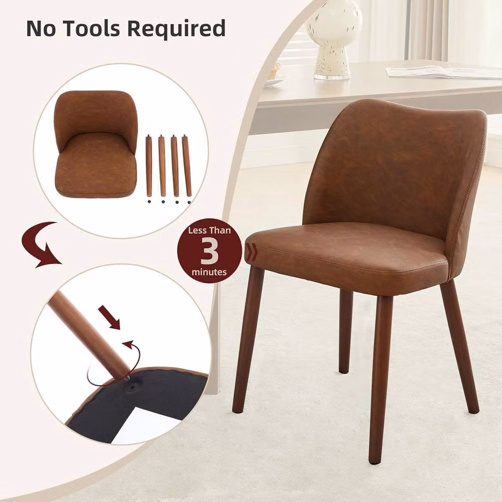 London Boutique Set of 2 Modern Upholstered Dining Chairs in Brown – 4