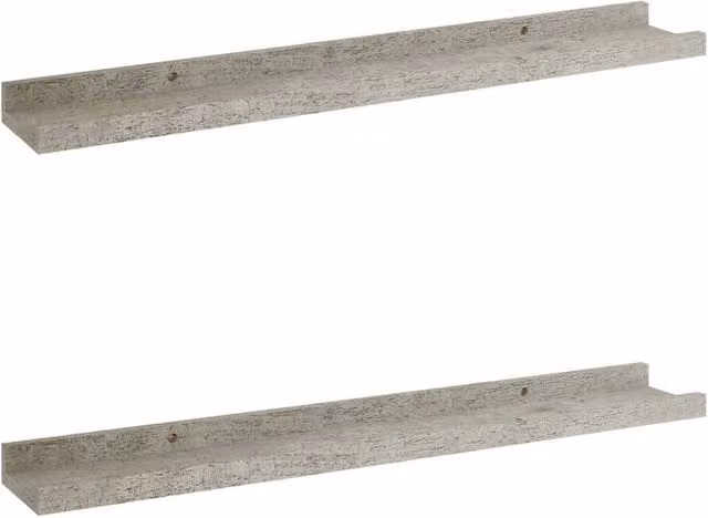 Berkfield Home Wall Mounted Shelves, 2 Pack, Grey, W: 60 cm, D: 9 cm, H: 3 cm – 1