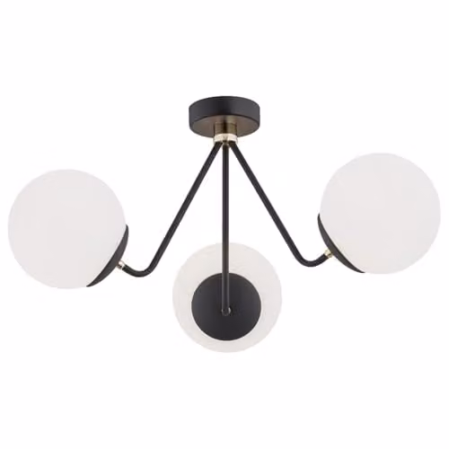 Argon ARGON18 Tomar 1478 Modern Black Ceiling Lamp with Glass Spheres and 3 x E27 Sockets