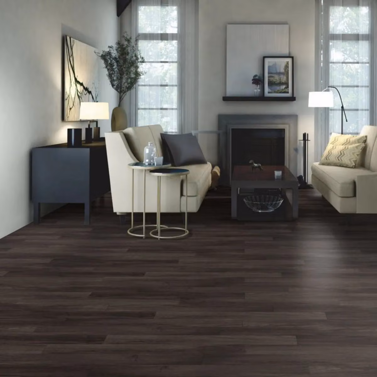 Vinyl Flooring UK Dark Brown Wood Effect Cushion Backed Vinyl Flooring Sheet in Black, W: 100 cm, L: 400 cm – 2