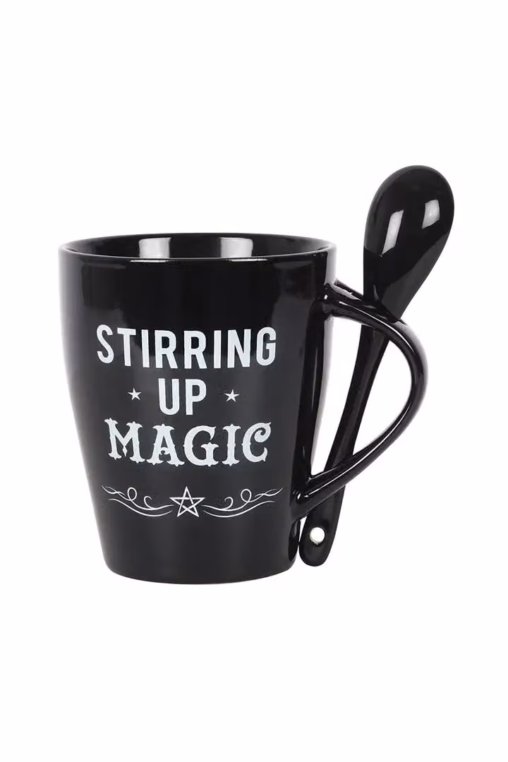 KDMD Ceramic Stirring Up Magic Mug and Spoon Set in Black – 2