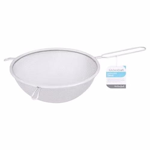 KitchenCraft Stainless Steel Round Mesh Sieve in Silver, 20cm