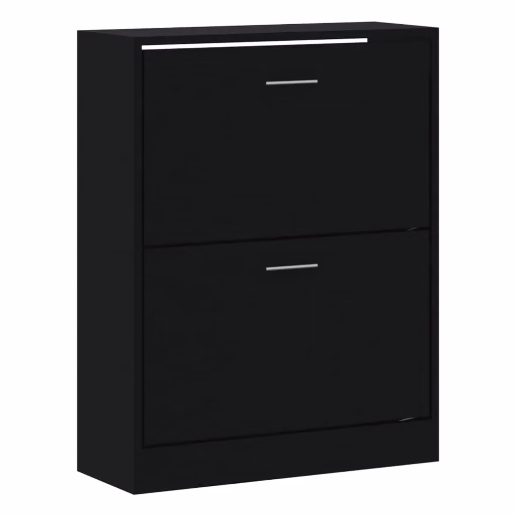 Berkfield Home Modern Black Shoe Cabinet with Tilting Compartments, W/D/H: 63 x 24 x 81 cm – 2