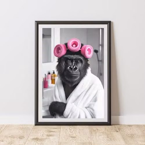 60 Second Makeover Funny Gorilla Rollers Paper Poster, Black, White and Multicolour, W: 21.0 cm, H: 29.7 cm
