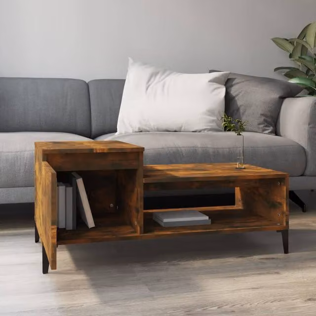 Berkfield Home Decorative Coffee Table in Smoked Oak Brown, W/D/H: 100 x 50 x 45 cm – 1