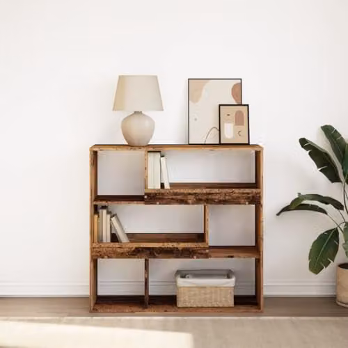 vidaXL Book Cabinet and Room Divider in Old Wood Brown, W/D/H: 100 x 33 x 94.5 cm – 2