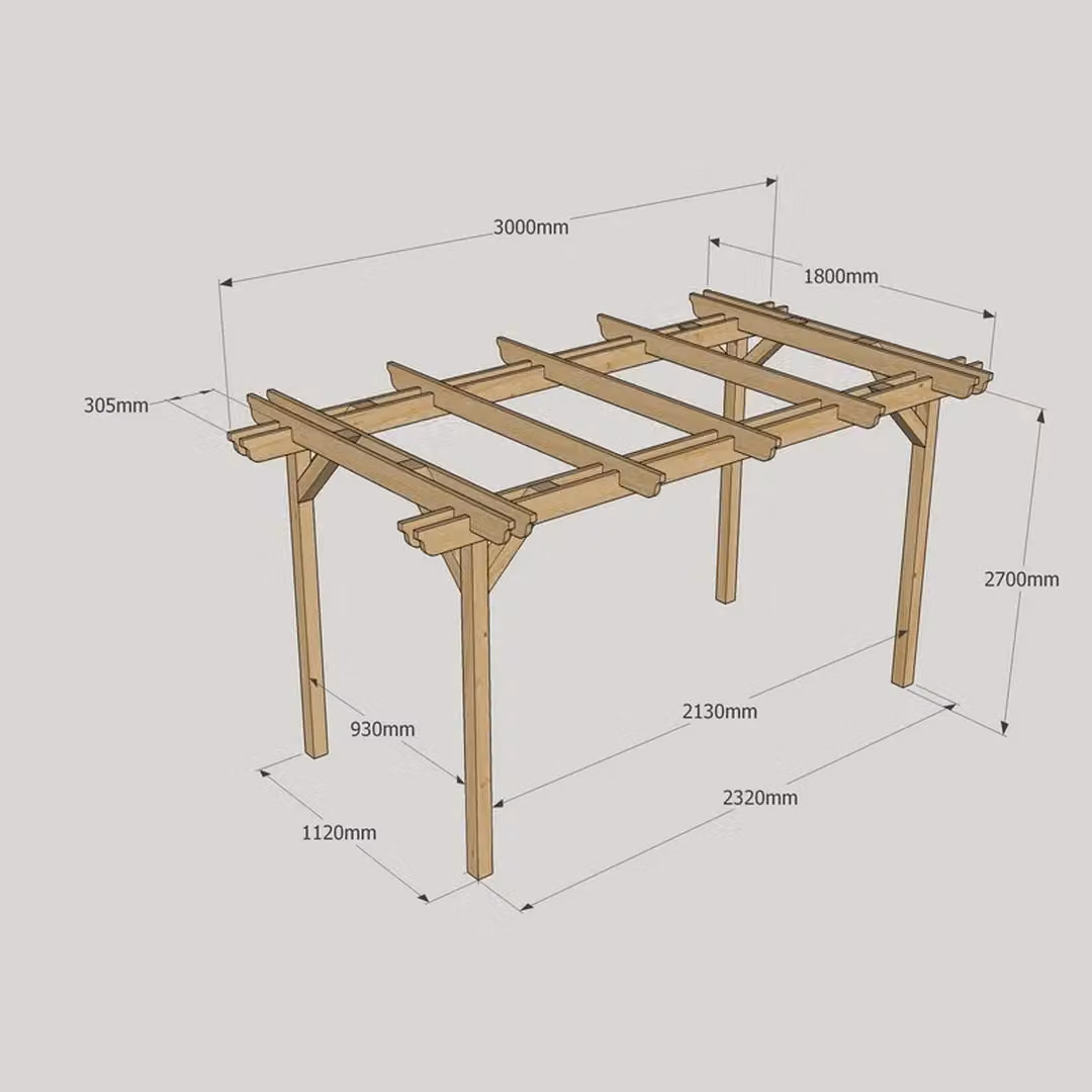 Rutland County Garden Furniture Ltd Double Garden Pergola in Rustic Brown Wood, W: 300 cm, D: 180 cm, H: 270 cm – 4