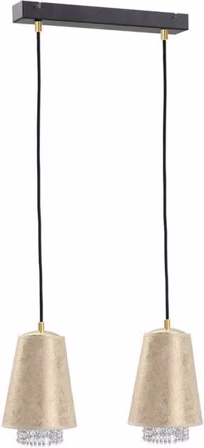Netlighting Molly Bar Pendant Ceiling Light in Gold and Crystal, 50 cm, 2x E27
