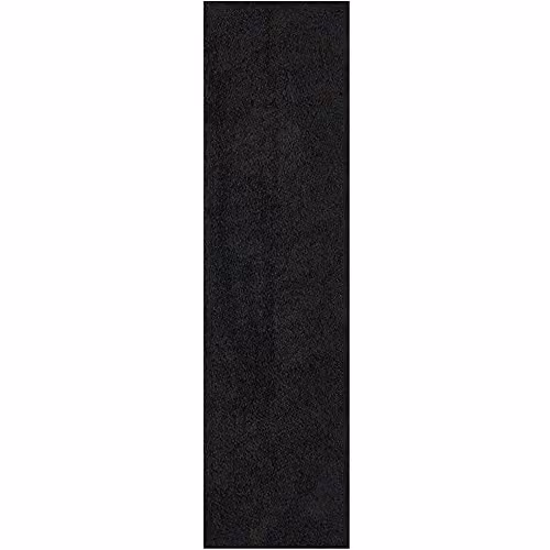 THE RUGS Black Plain Shaggy High Pile Soft Rug for Living Room, Bedroom or Hallway, W/D/H: 80 x 300 cm – 5