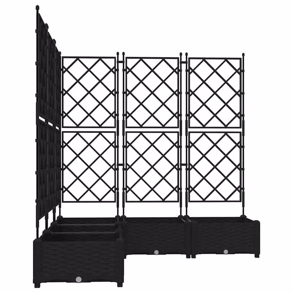 Berkfield Home Garden Planter with Trellis, 5 Piece Set, Black, W/D/H: 120 x 120 x 125.5 cm – 5