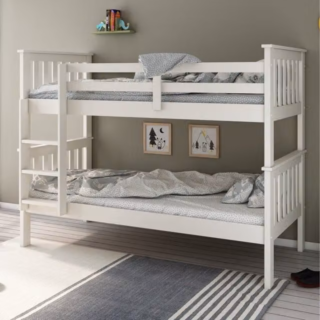 Bedmaster Carra White Solid Wood Single Bunk Bed Frame