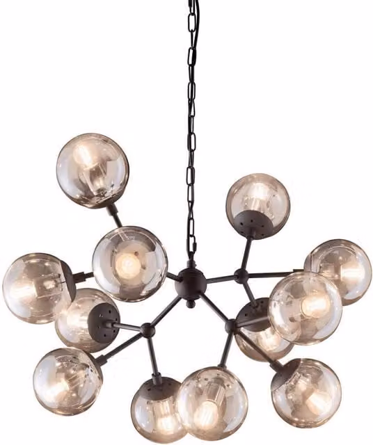 Ideal Lux Kepler 12 Modern Black Metal and Transparent Glass Sphere Ceiling Pendant Light