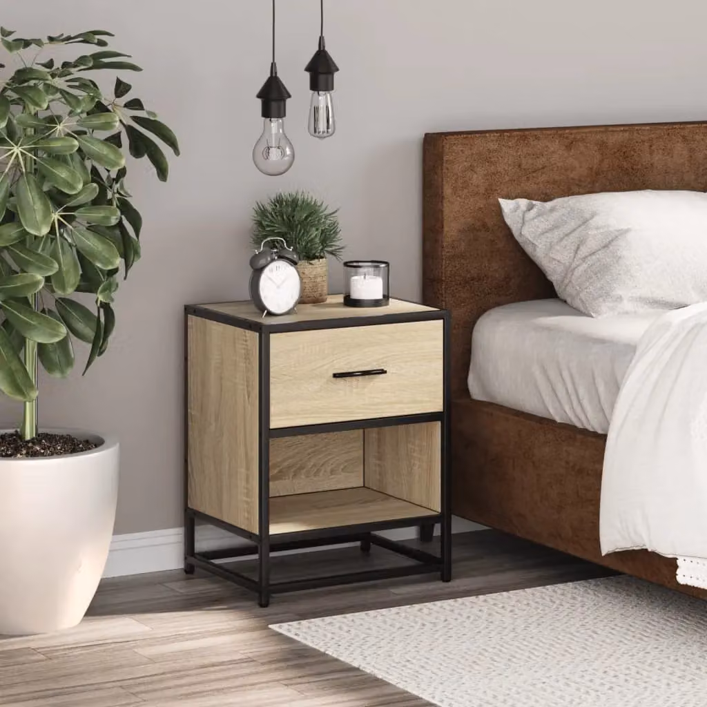 Berkfield Home Bedside Cabinet in Sonoma Oak Brown, W/D/H: 40 x 31 x 50 cm – 3