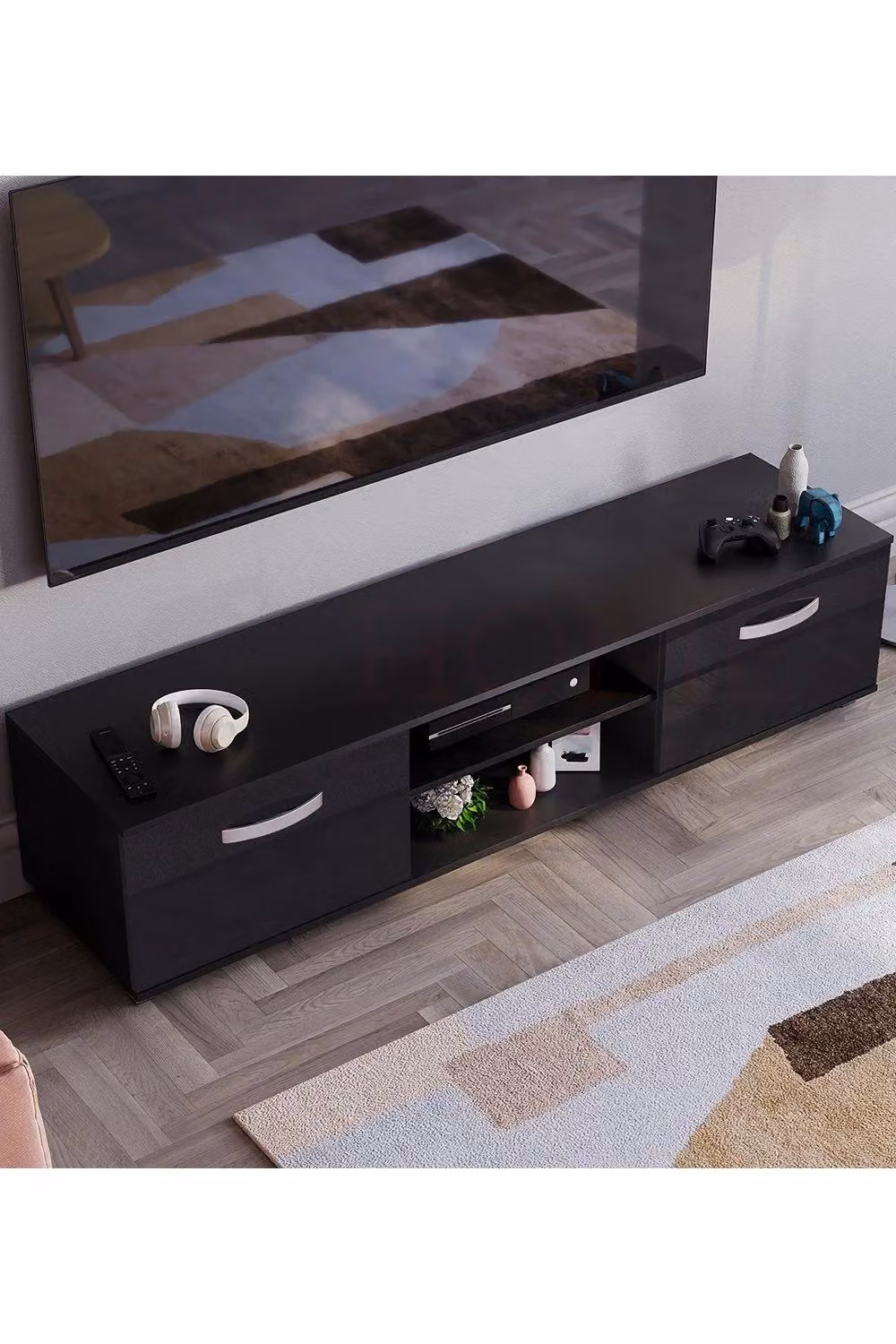 Vida Designs Cosmo 2 Door TV Unit, Black – 4